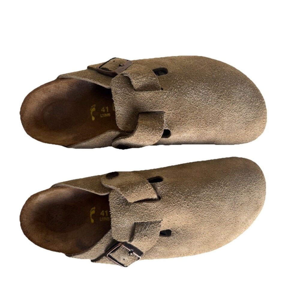 Birkenstock Boston Clogs Taupe Narrow 41 Women US 10 Original Footbed